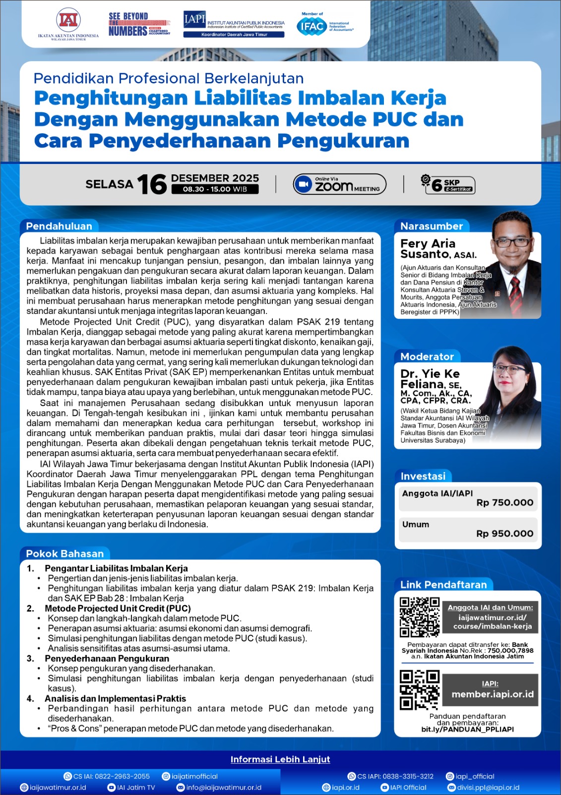 Brosur PENGHITUNGAN LIABILITAS IMBALAN KERJA DENGAN MENGGUNAKAN METODE PUC DAN CARA PENYEDERHANAAN PENGUKURAN
